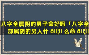 八字全属阴的男子命好吗「八字全部属阴的男人什 🦁 么命 🦁 」